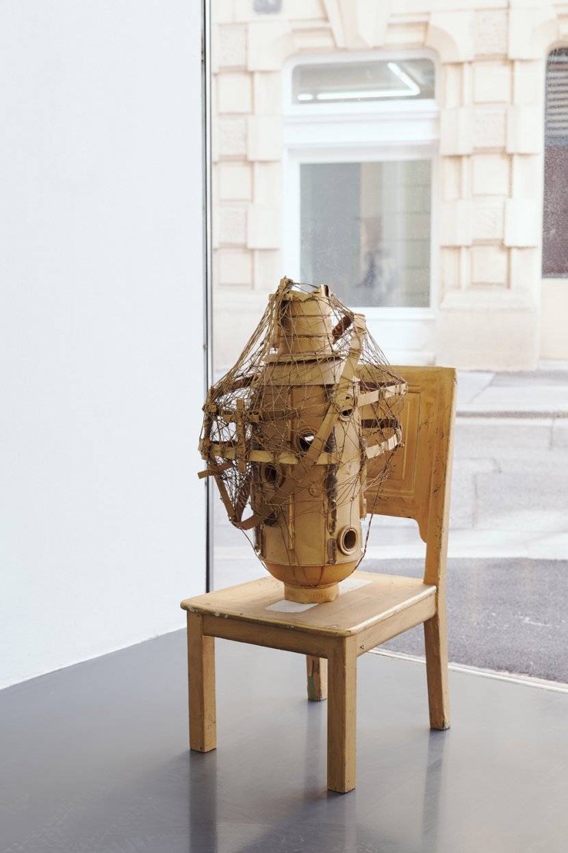 Stano Filko, Monstrance on chair, Found object, wood, mixed media, 96 x 45 x 47 cm
