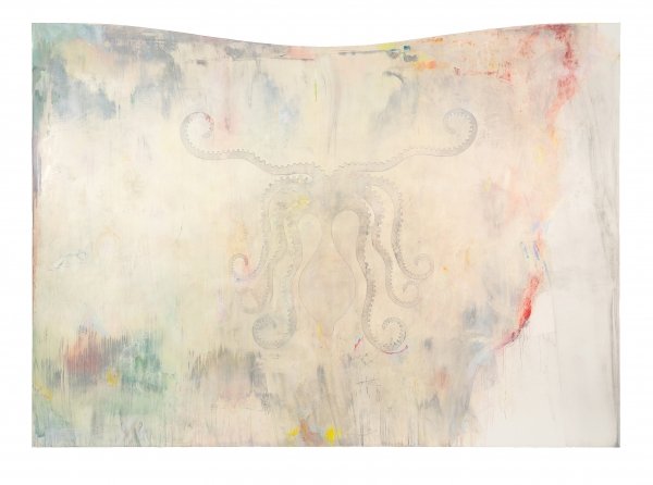 Sophie Reinhold, o.T. (old Thought), 2018, Oil on marble powder on Canvas, 278 x 200 cm
