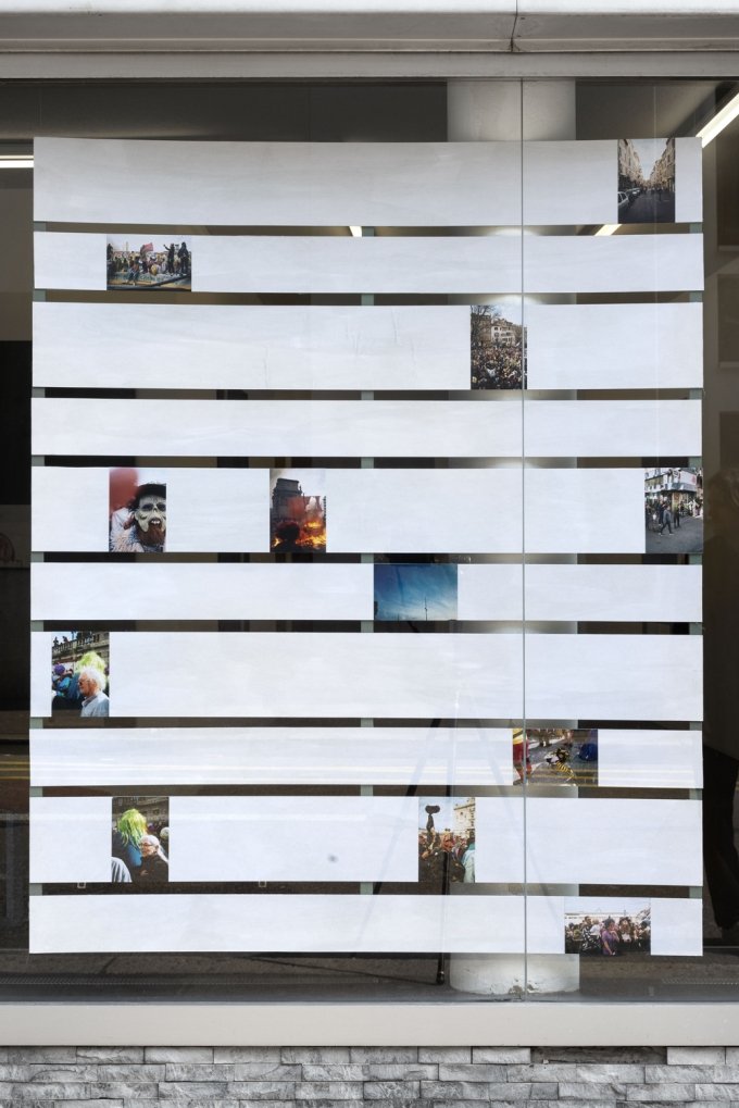 Mobilier/Documentaire (Marseille-Carneval-‘19) I–IV, 2019, Photographs, paper on cardboard, wood, 145 × 120 × 2.5 cm 