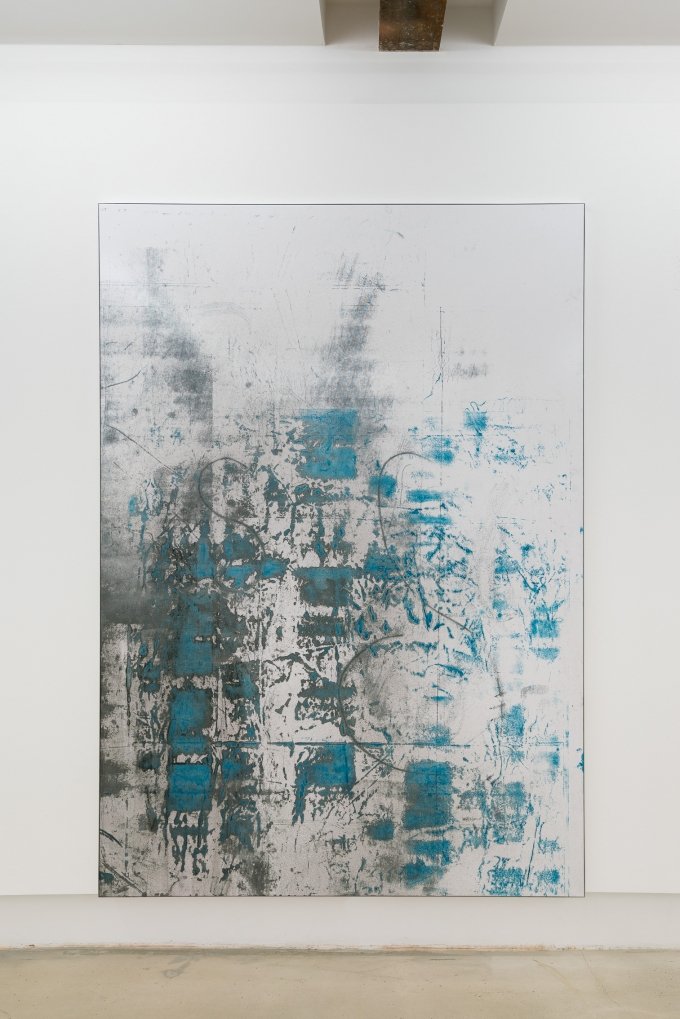 Johannes Tassilo Walter, Untitled, 2019 UV lack, indian-ink, oil on paper, aluminum frame, 200 x 140 cm