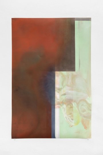 Evelyn Plaschg, Escalator, 2021, Pigment auf Papier, 149,5 x 99,2 cm, Sammlung Wiener Städtische Versicherung AG - Vienna Insurance Group