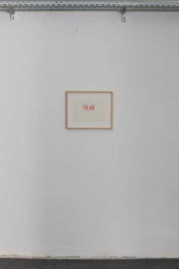 Alighiero e Boetti, Calendario, 1989, collage on paper 24,9 x 35 cm, installation view, courtesy of the artist and Wonnerth Dejaco. Photo: Jennifer Gelardo