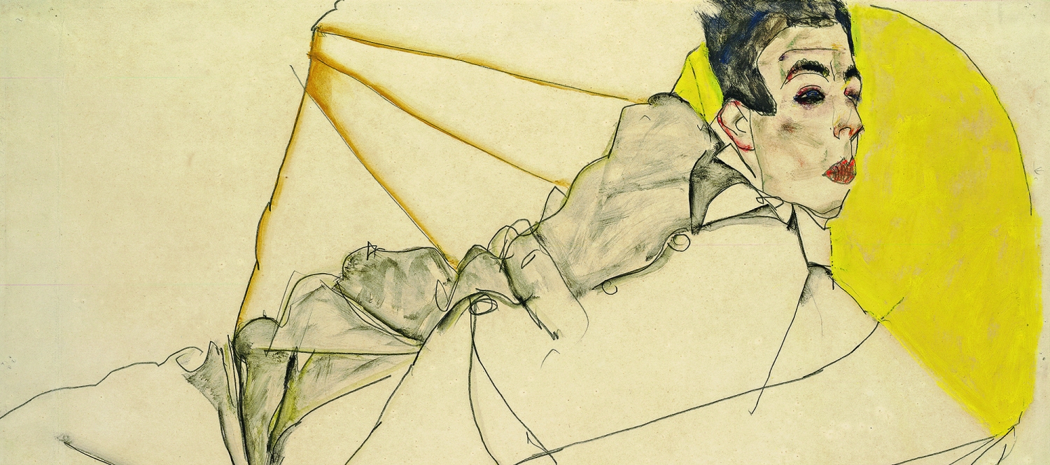 EGON SCHIELE Liegender Knabe (Erich Lederer), 1913 Bleistift, Gouache auf Papier, 31,8 × 48,1 cm © Leopold Museum, Wien