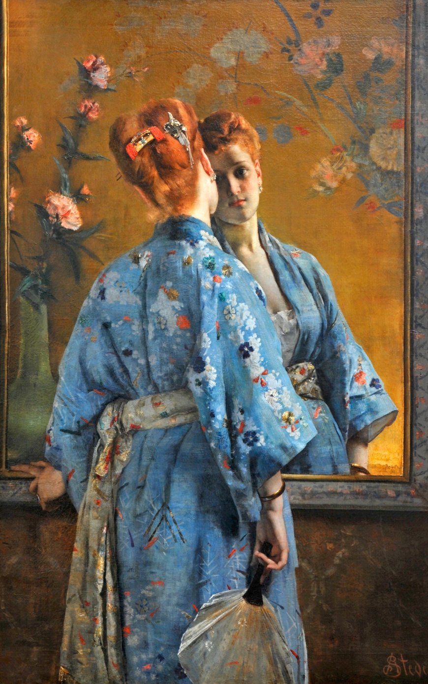 Alfred Stevens, Die japanische Pariserin, 1872, Öl auf Leinwand, 150 x 105 cm, Musée des Beaux-Arts de La Boverie, Lüttich © Musée des Beaux-Arts de La Boverie, Lüttich