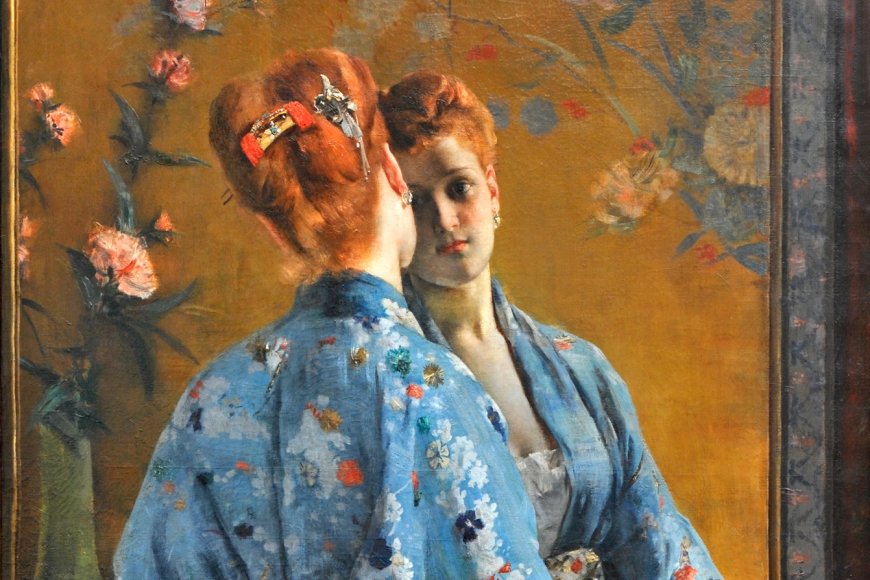 Alfred Stevens, Die japanische Pariserin, 1872, Öl auf Leinwand, 150 x 105 cm, Musée des Beaux-Arts de La Boverie, Lüttich © Musée des Beaux-Arts de La Boverie, Lüttich