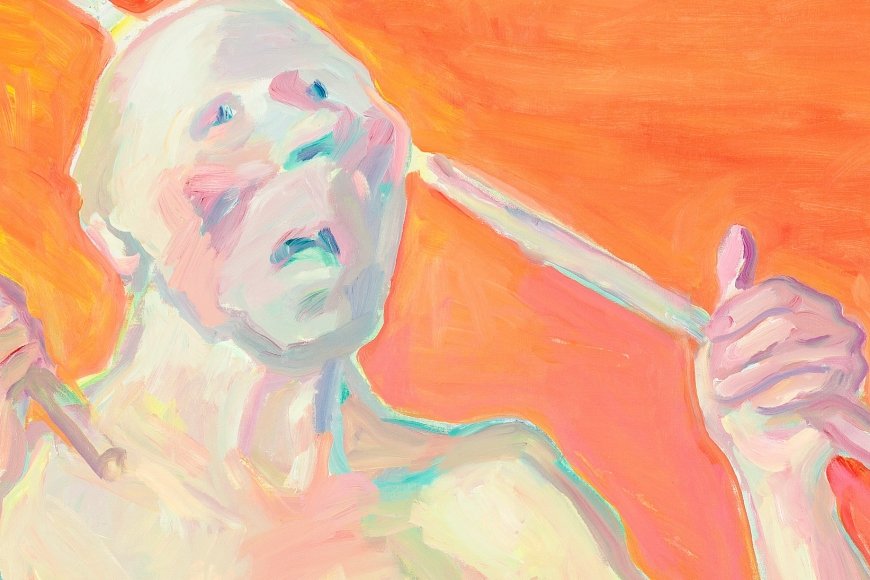 Maria Lassnig, Der Verstand hat Angst / Der Arzt sagt: Die Welt loslassen, ca. 2000-2005, Öl auf Leinwand, 121 cm x 101,6 cm © Maria Lassnig Stiftung / Foundation