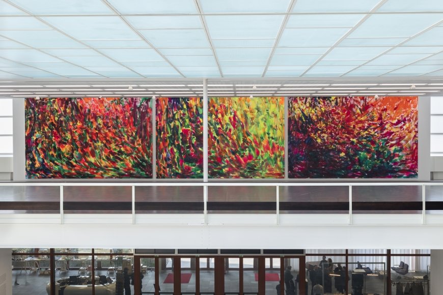 Herbert Brandl, "Apokalypse zur schönen Aussicht", 2020, Acryl auf Leinwand, dreiteilig, je 390 x 600 cm, Foto: Markus Wörgötter / Belvedere, Wien