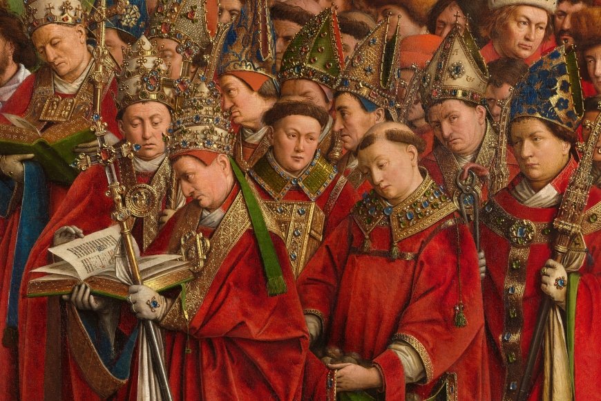 Jan und Hubert van Eyck, Genter Altar, 1432, (Detail Mitteltafel), Öl auf Holz, Saint-Bavo’s Cathedral Ghent © Lukasweb.be-Art in Flanders vzw | Foto: Dominique Provost