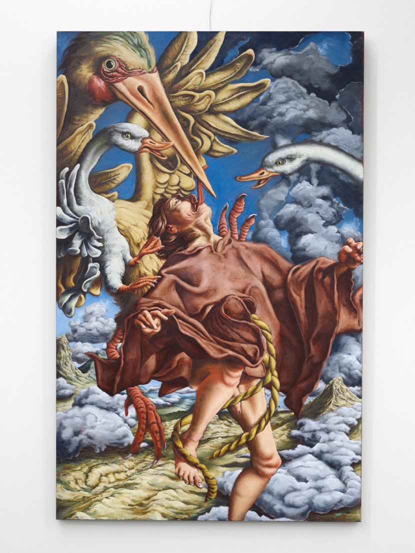 Jannis Marwitz, Die Frösche, 2019, Öl auf Leinwand, 150 x 100 cm