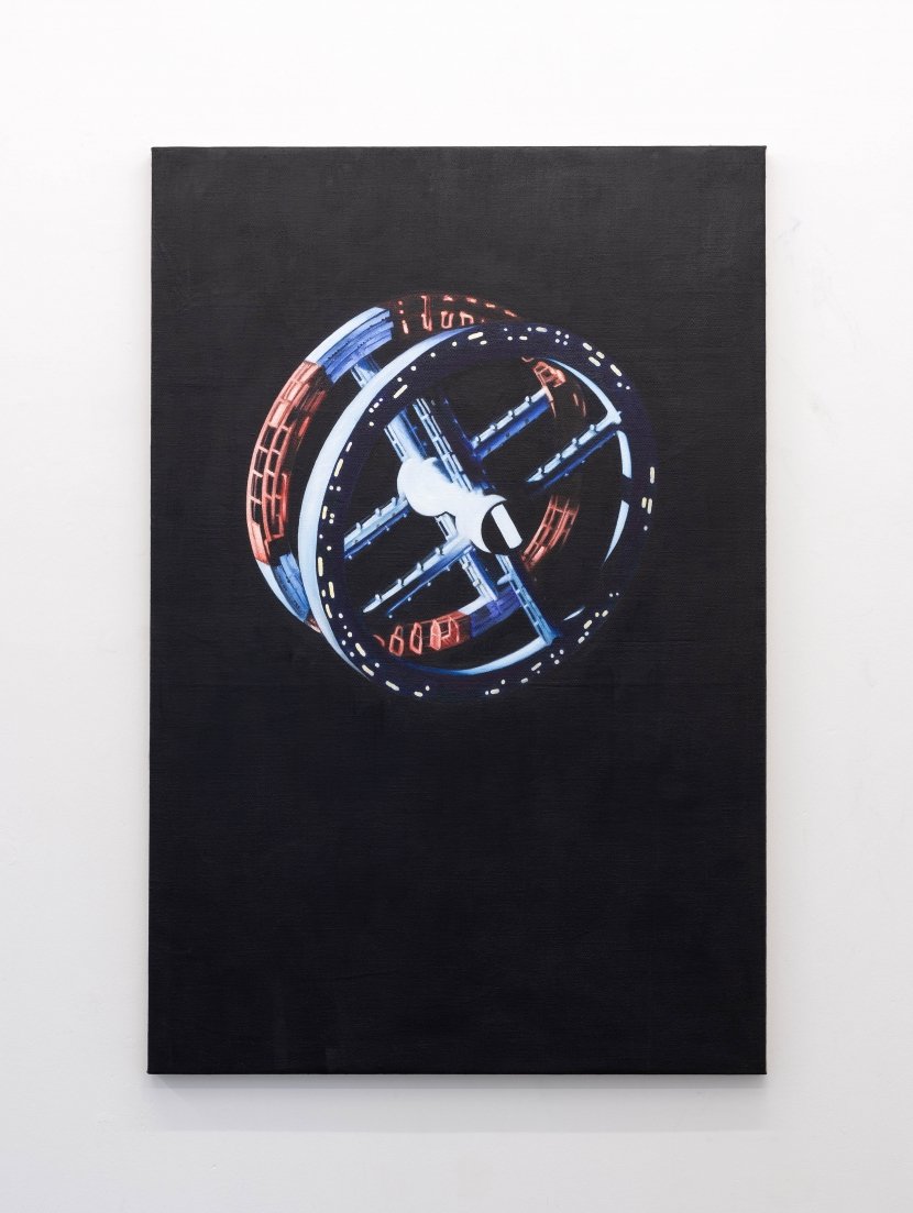 Mathis Gasser, Space Station V, 2018, Oil on canvas, 145 x 95 x 4 cm