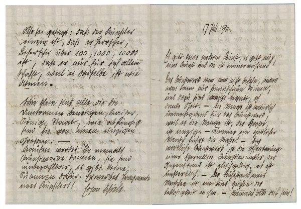 Egon Schiele (1890–1918), Eigenhändiges Manuskript, 1911, Schätzwert € 20.000 – 40.000 © Dorotheum
