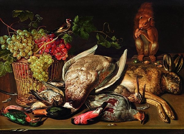 Clara Peeters, Jagdstillleben mit Früchten, Vogel und Eichhörnchen, Öl auf Holz, 53 x 74 cm, Schätzpreis 200.000 – 260.000 Euro
