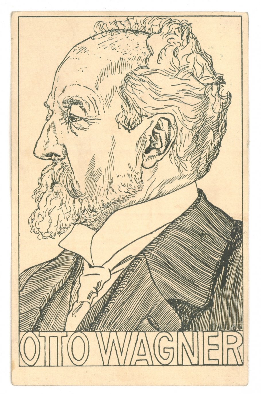 Wiener Werkstätte, Postkarte Nr. 251 mit Porträt Otto Wagners, Wien, 1911 © MAK