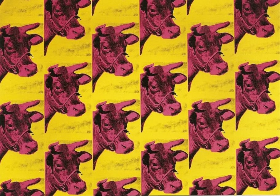 Andy Warhol Cow Wallpaper [Pink on Yellow], 1966, Reprint 1994 © The Andy Warhol Museum, Pittsburgh IA1994.7/Licensed by Bildrecht Wien, 2019