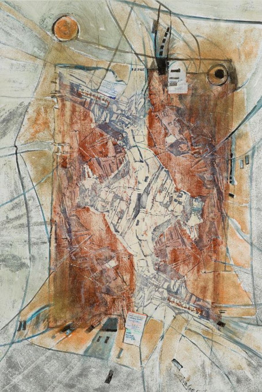 Linde Waber, Zeit im Bild: Randnotizen Istvan, Mischtechnik auf Leinen, 2018, 180 x 120 cm