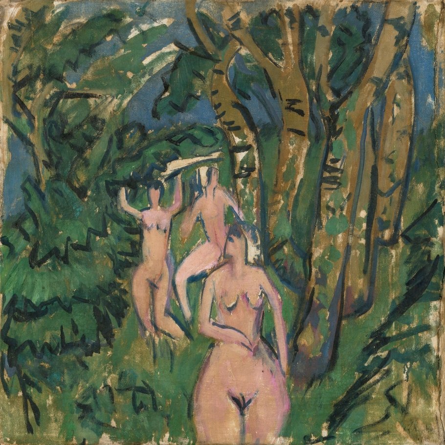 Ernst Ludwig Kirchner, „Akte im Wald“, 1912, Öl auf Nessel, 51 × 50,5 cm | Schätzpreis: € 1.200.000 – 1.500.000