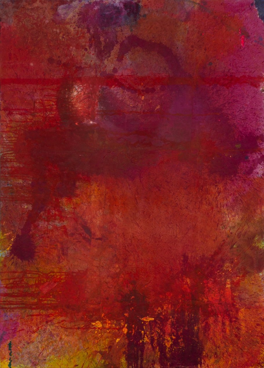 Nikolaus Moser, Fuego, Mischtechnik auf Seidenpapier auf Leinen, 180 x 120 cm, 2019 | Copyright Galerie Amart