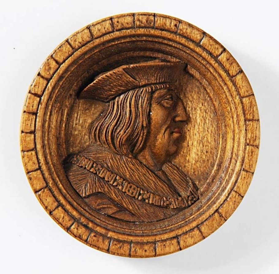 Spielstein Maximilian I., Hans Kels d.J., um 1540, Holz gedrechselt, geschnitzt, Kunstsammlungen und Museen Augsburg