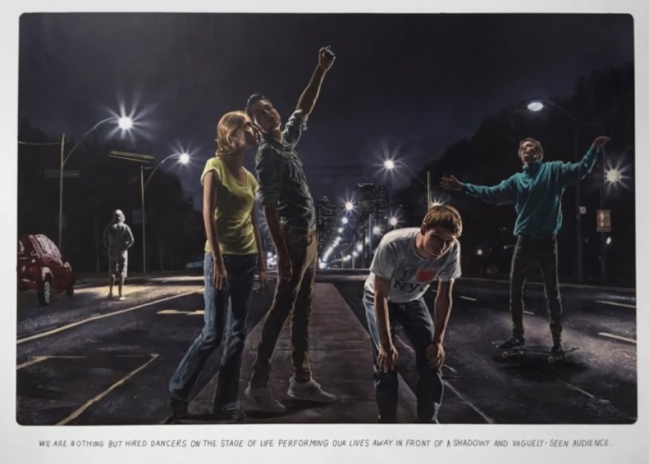 Muntean/Rosenblum, Untitled (“We Are Nothing But…”), 2018, 215 × 305 cm