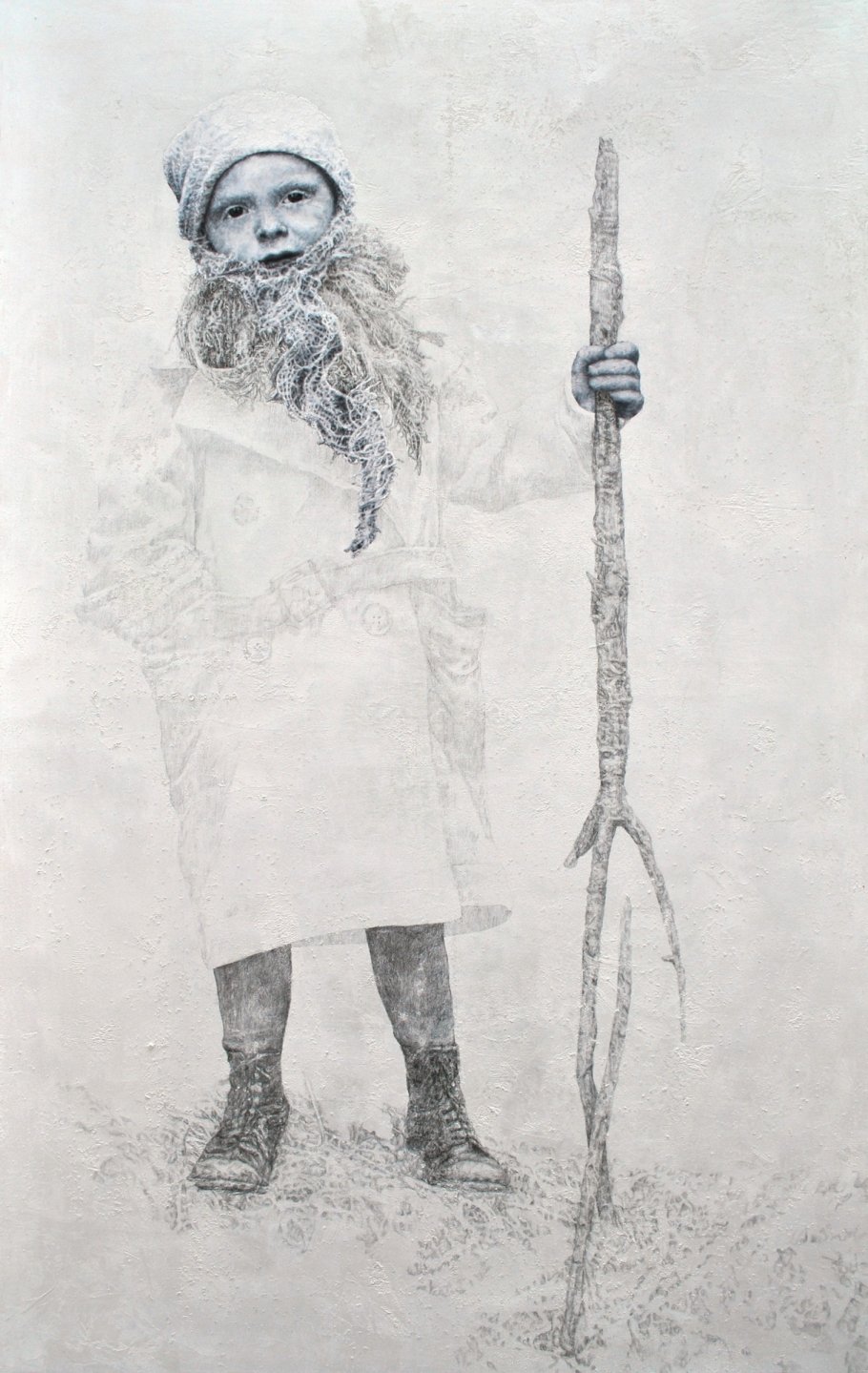 Junge, 2019, Öl und Bleistift auf Leinwand, 160 x 100 cm