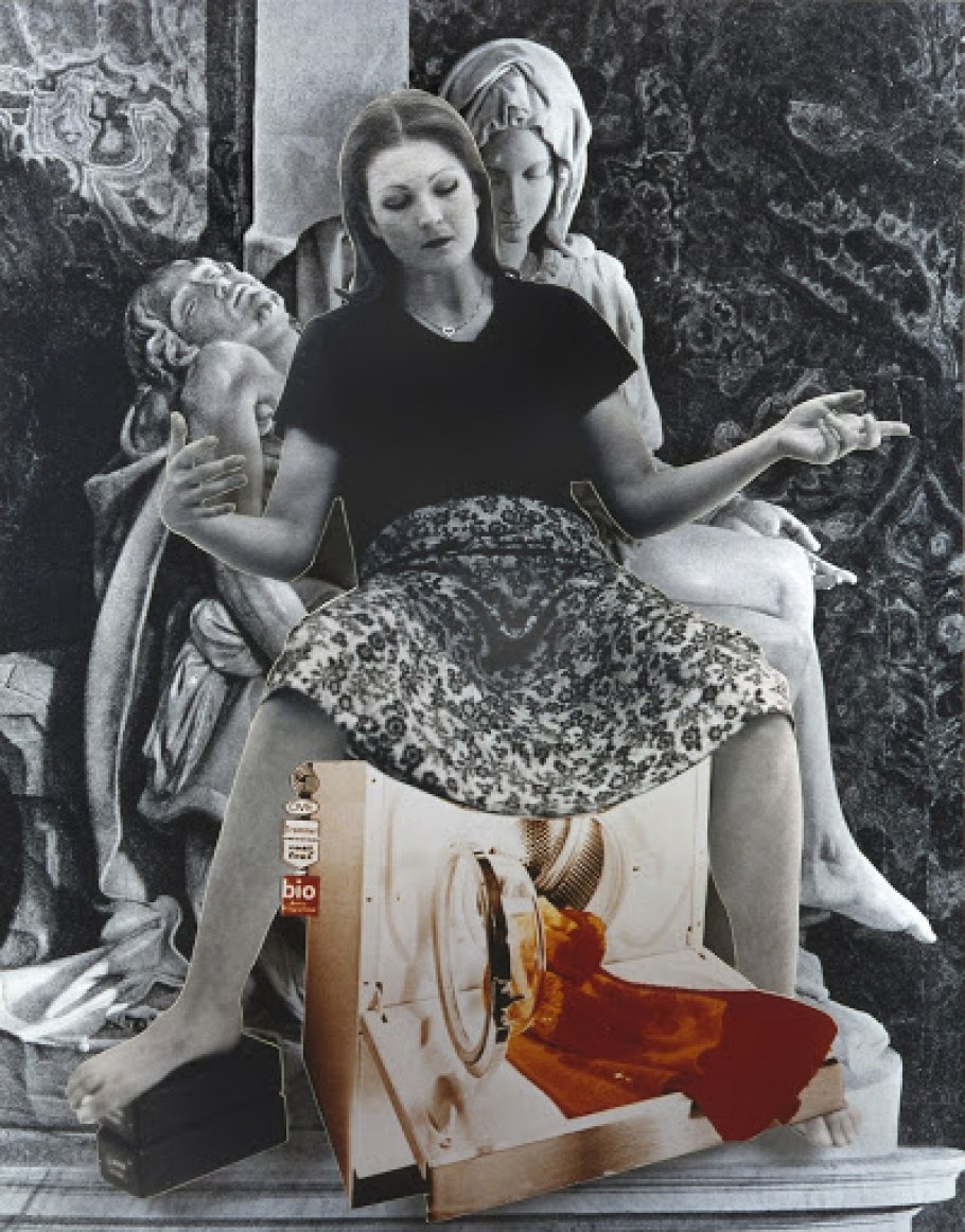 VALIE EXPORT, Geburtenmadonna, 1976, (Vergrößerung 1980er Jahre), 183,5 x 143,5 cm, Landesgalerie Linz des Oö. Landesmuseums © Bildrecht Wien, 2020