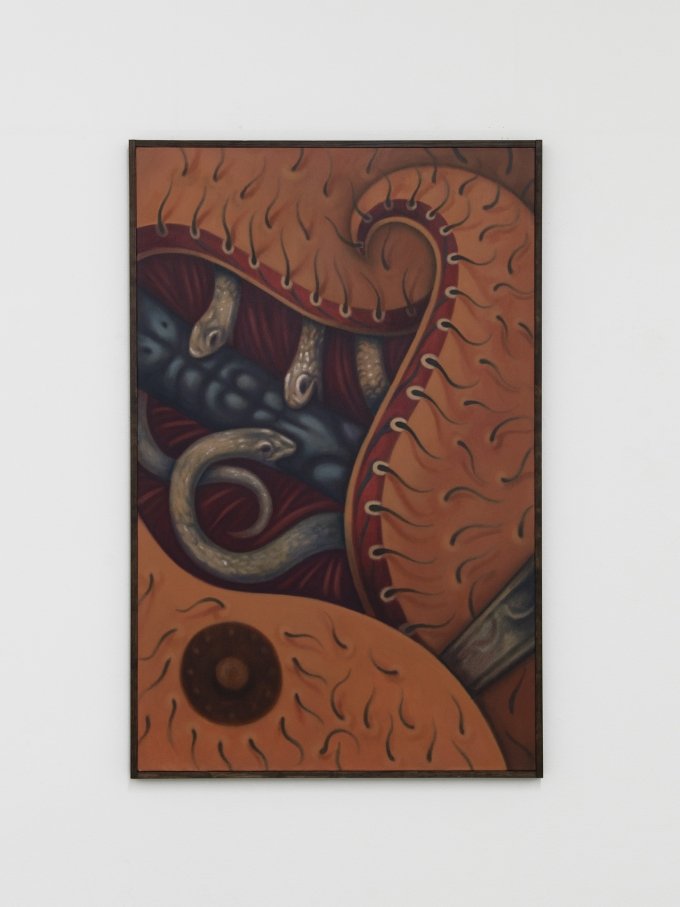 Justin Fitzpatrick Antibodies: Curtain up, 2018 Oil on canvas, wood 110 x 70 cm