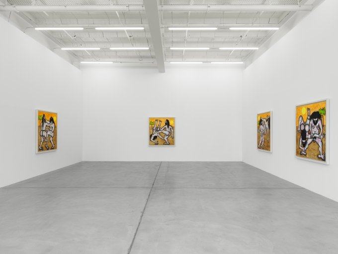 Installation view, Carroll Dunham: Recent Paintings, Galerie Eva Presenhuber, Zurich, 2019 © Carroll Dunham | Courtesy the artist and Galerie Eva Presenhuber, Zurich / New York | Photo: Stefan Altenburger Photography, Zurich
