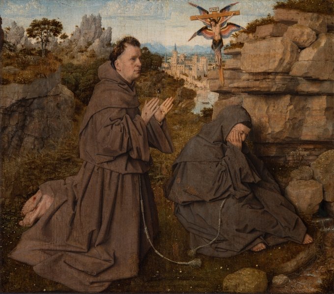 Jan van Eyck | Der Heilige Franziskus erhält die Stigmata, ca. 1435–40, Öl auf Holz, 29,2 × 33,4 cm | Galleria Sabauda, Turin
