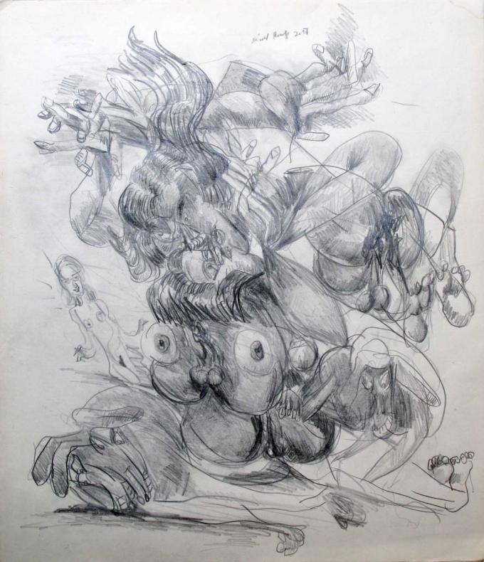 Michael Horsky, OHNE TITEL, Graphit auf Büttenpapier, 63 x 54,5 cm, signiert, datiert 2017