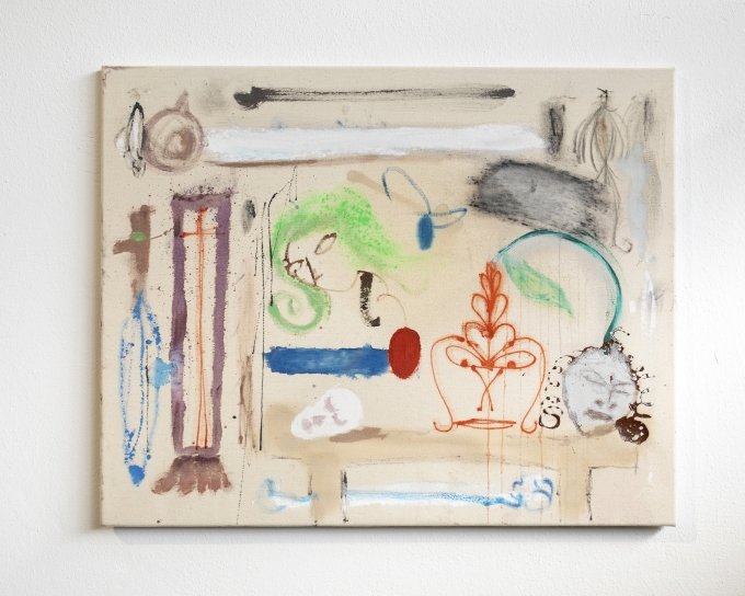 Florian Donnerstag, untitled, 2024, mixed media on canvas, 63 x 80 cm, courtesy by the artist, Foto: ©Andrew Phelps