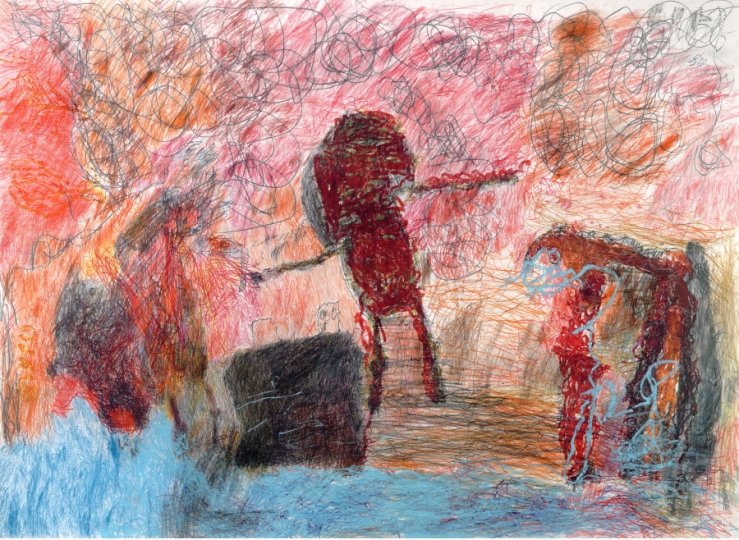 Philipp Schöpke, Ohne Titel / Untitled, 1995, Bleistift, Farbstifte, Wachskreiden / pencil, colored pencils, wax crayons, DIAMOND Collection, Wien / Vienna, © Art Brut KG