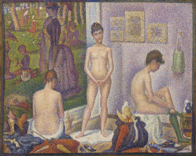 Georges Seurat, Les Poseuses, Ensemble (Petite version), 1888, Öl auf Leinwand, 39.3 x 50 cm, erzielter Preis $ 149,240,000, © Christie’s Images Limited 2022