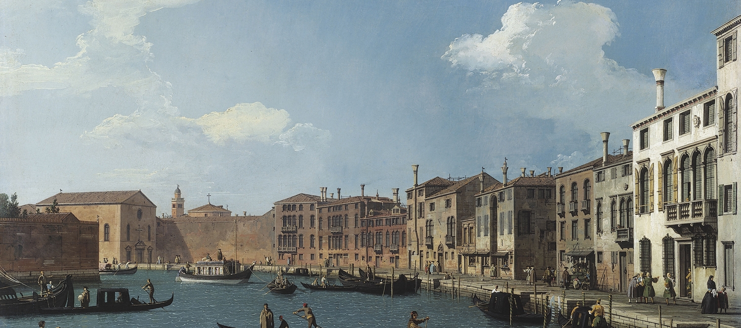 Canaletto | Il Canal Grande da Santa Chiara, rückseitig und Santa Croce, vorderseitig | Öl auf Leinwand, 48,5 x 79 cm | Musée Cognacq-Jay, Paris