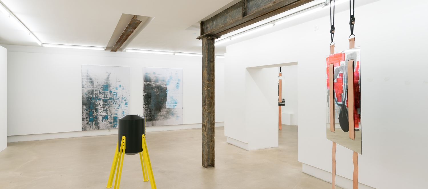 Eva Grubinger, Timo Seber & Johannes Tassilo Walter, 2019, Ausstellungsansicht, Nir Altman hosting Galerie Tobias Naehring, Various Others 2019, München