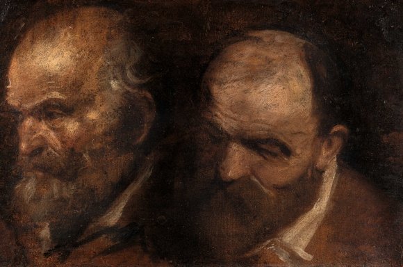 Annibale Carracci, Studie von zwei Männerköpfen, um 1590, Öl auf Papier auf Leinwand, ca. 28 x 42 cm | Schätzpreis: € 120.000/140.000