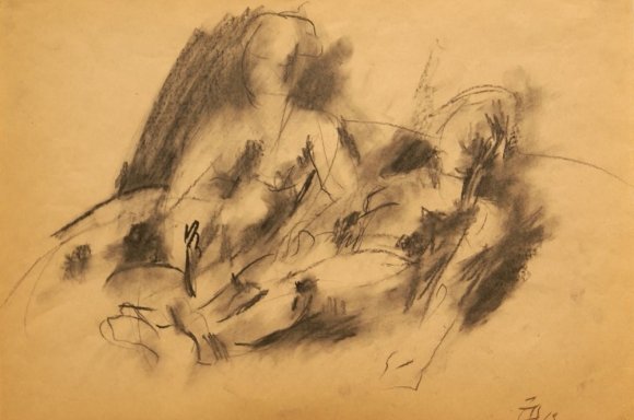 Herwig Zens, Akte, 1965, Kohle auf Papier, 31,7 x 45,2 cm
