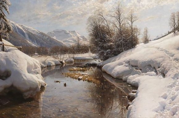 Peder Mørk Mønsted, Wintersonne im Engadin, 1914, Öl auf Leinwand, 122,5 x 201 cm | Schätzpreis: € 40.000 - 60.000