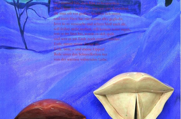 Detail: – Stimmlippen –, Nussholz, Glas und Keramik, 2015/16, für Werner Berg und Christine Lavant